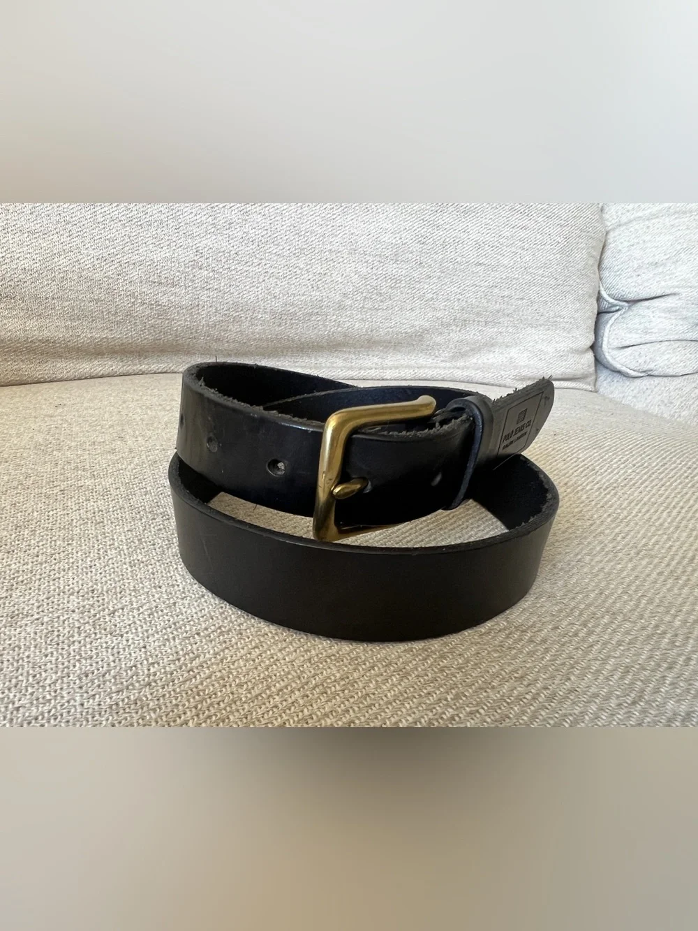 Polo Jeans Co Ralph Lauren Vintage Black Leather Belt Solid Brass Buckle S/M